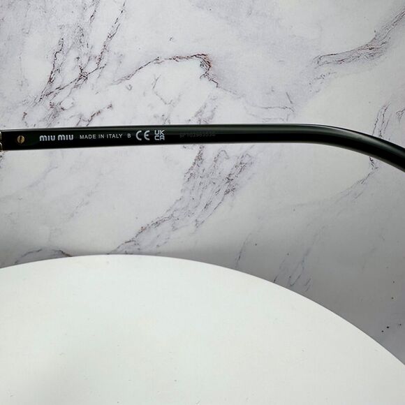 MIU MIU Sunglasses New Black Acetate Slim Round Gold Metal Logo Authentic Women main image 10